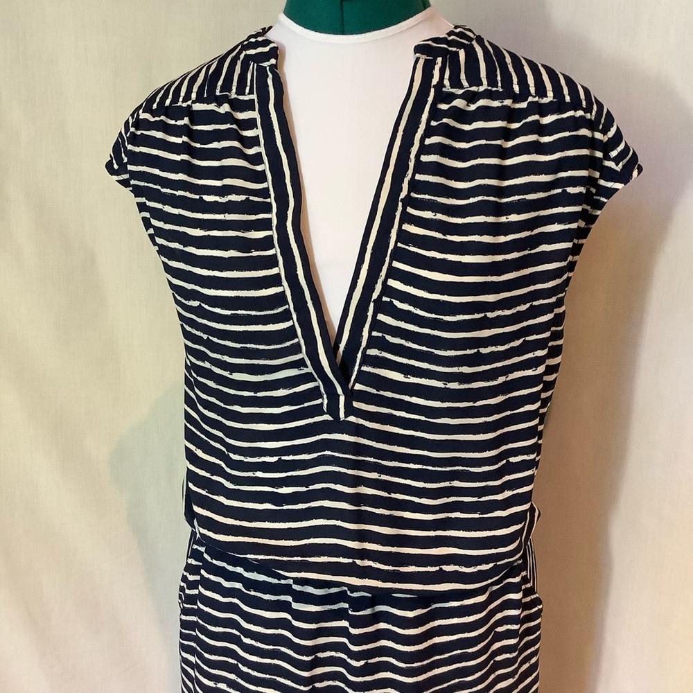 Banana Republic Navy and White Striped Midi Dress - Picture 5 of 9